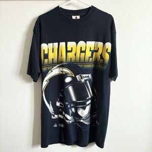 VTG San Diego Chargers Helmet Graphic Single Stitch 90s T Shirt Riddell Large